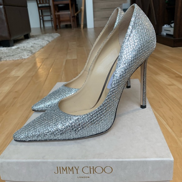 Jimmy Choo Silver Glitter Romy 110 mm - Picture 2 of 7